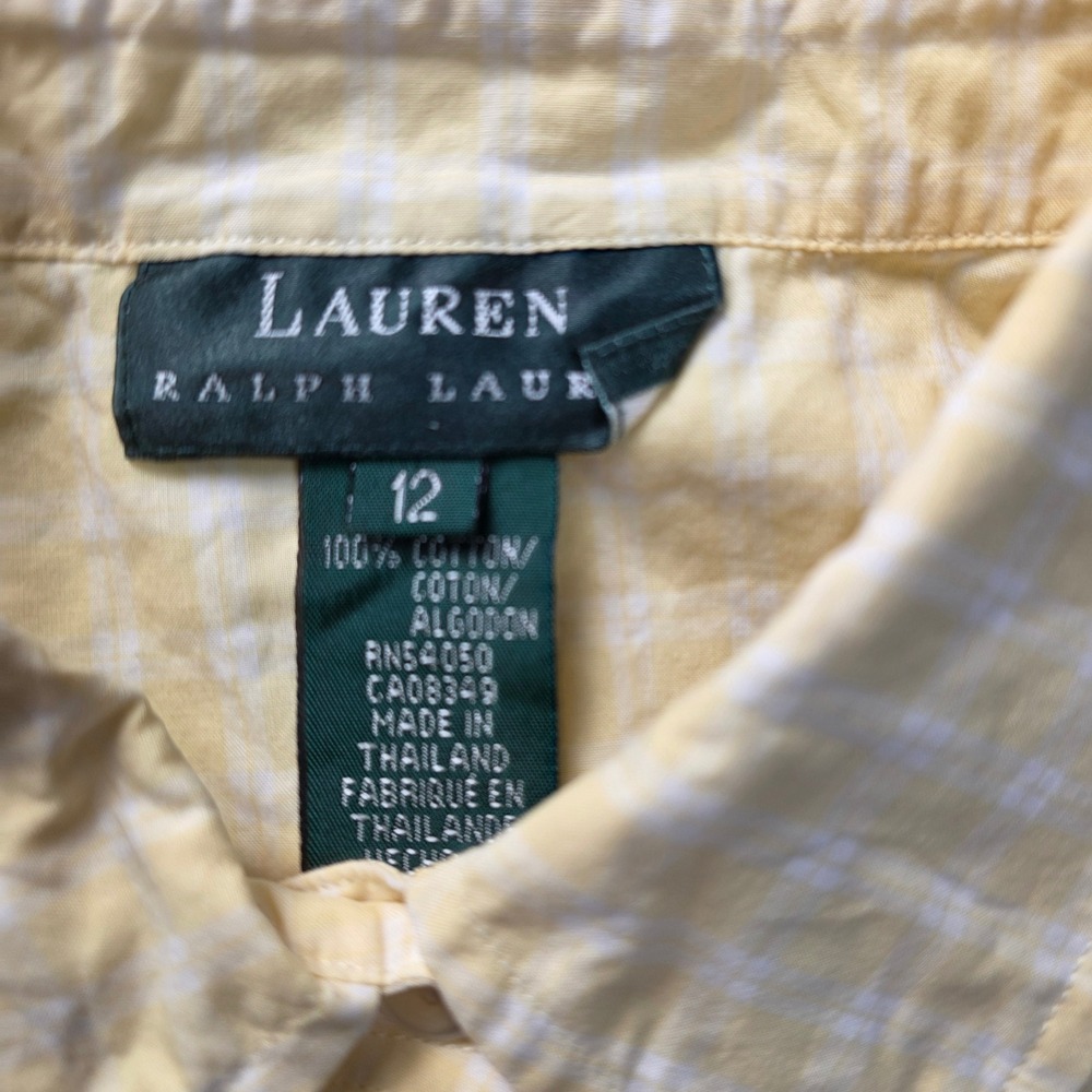 Lauren Ralph Lauren Yellow Gingham Check Cotton Button Down Shirt Womens 12 - Picture 3 of 8